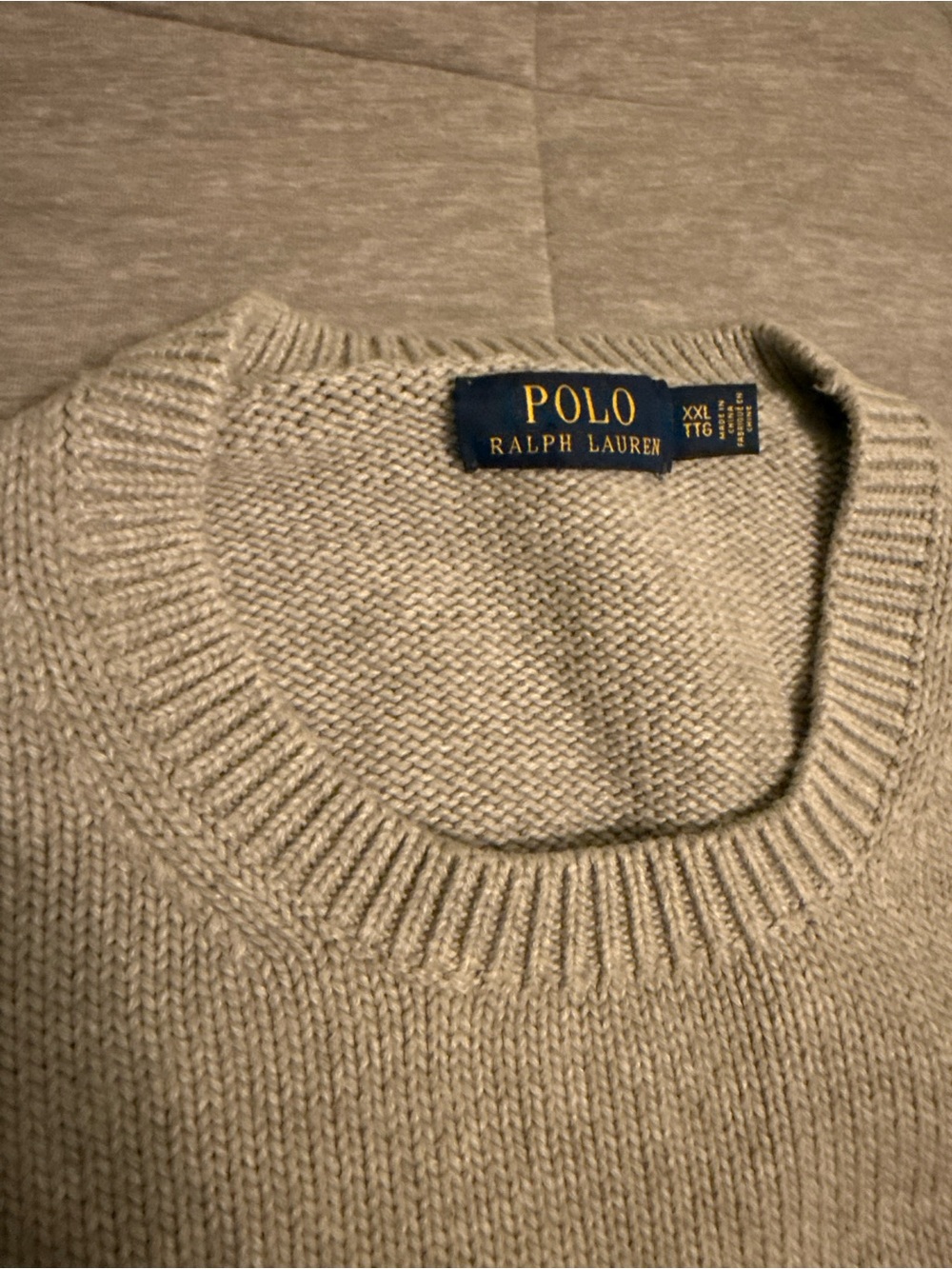 Ralph Lauren Beige Crewneck Sweater with Cream RL Logo - Picture 2 of 4